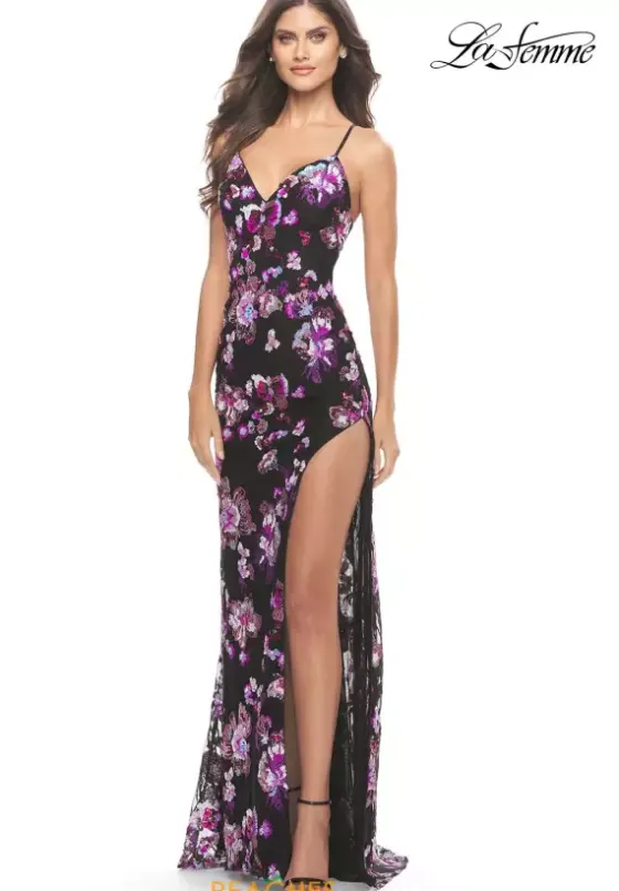 Fitted|Long Dresses^La Femme 31597 Black