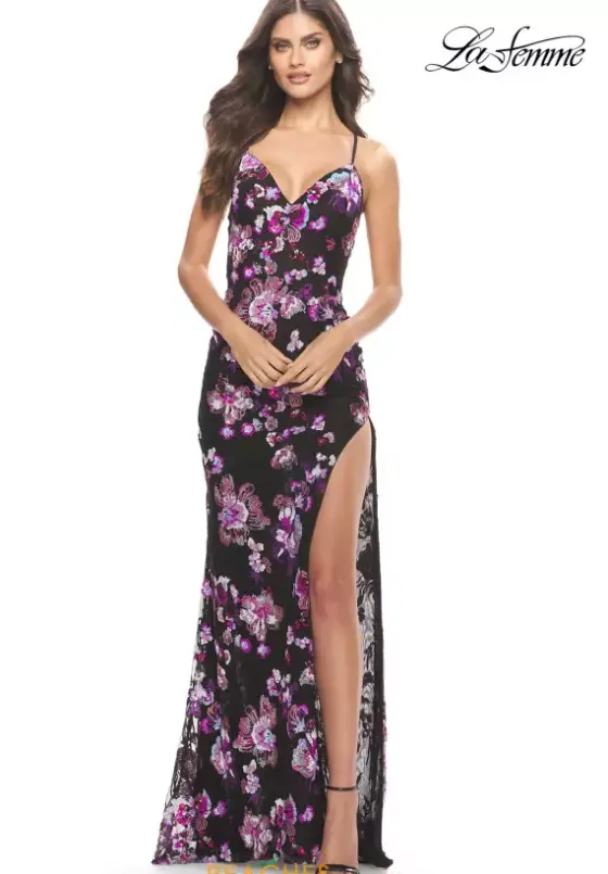 Fitted|Long Dresses^La Femme 31597 Black