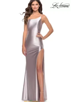 Fitted|Long Dresses^La Femme 31391 Silver