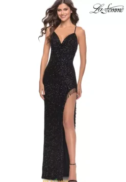 Fitted|Long Dresses^La Femme 31389 Black