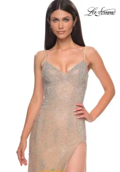 Fitted|Long Dresses^La Femme 32366 Nude