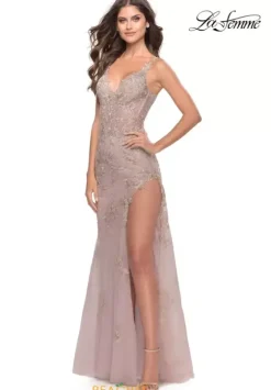 Fitted|Long Dresses^La Femme 31126 Dusty Mauve