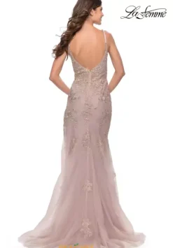 Fitted|Long Dresses^La Femme 31126 Dusty Mauve