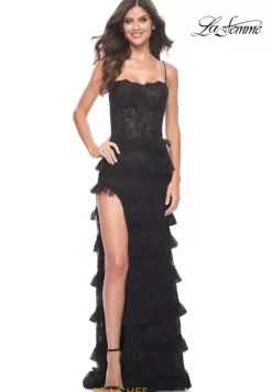 Fitted|Long Dresses^La Femme 32113 Black