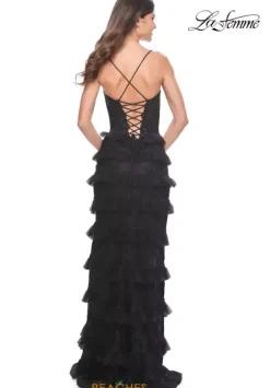 Fitted|Long Dresses^La Femme 32113 Black