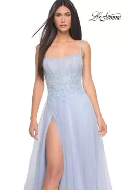 Long Dresses|Plus Sized Dresses^La Femme 32293 Light Periwinkle