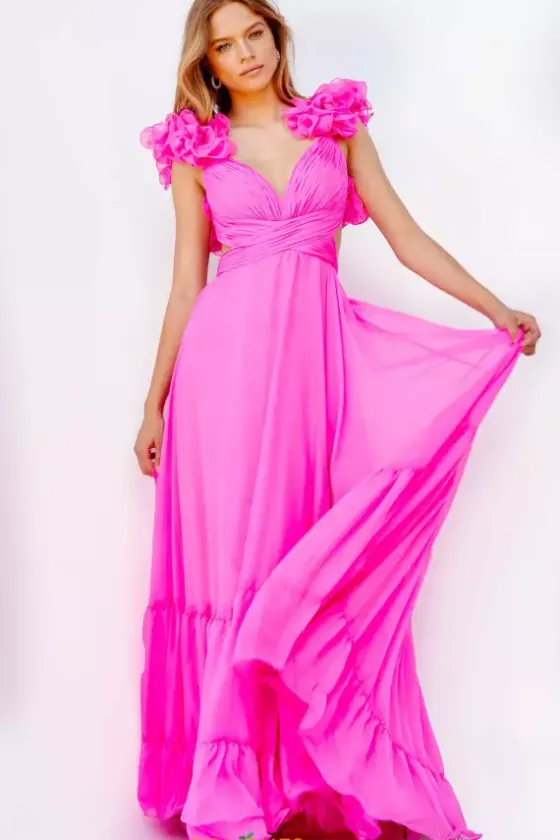 A Line|Plus Size^Jovani Lace Up Back A Line Dress 23322