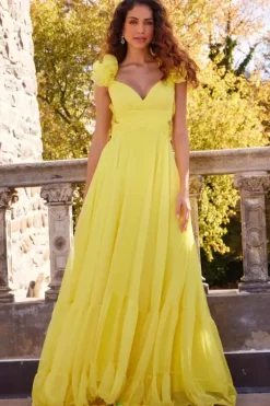 A Line|Plus Size^Jovani Lace Up Back A Line Dress 23322