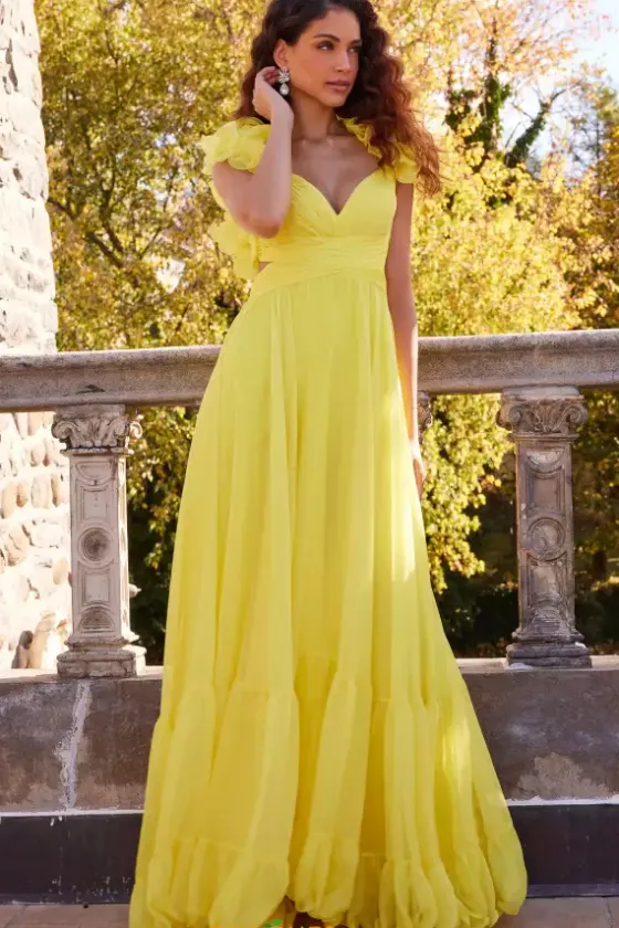 A Line|Plus Size^Jovani Lace Up Back A Line Dress 23322