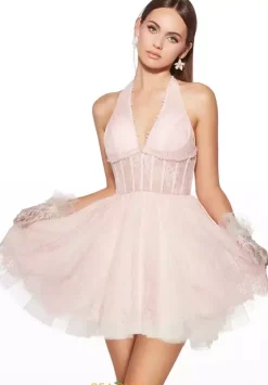 8Th Grade Dance|Plus Size Homecoming Dresses^Alyce Lace V Neckline Short Dress 30024