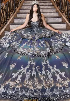 Plus Sized Quince Dresses|Sweet Sixteen^LizLuo Quinceanera 80030 Slate Silver