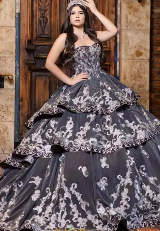 Plus Sized Quince Dresses|Sweet Sixteen^LizLuo Quinceanera 80030 Slate Silver