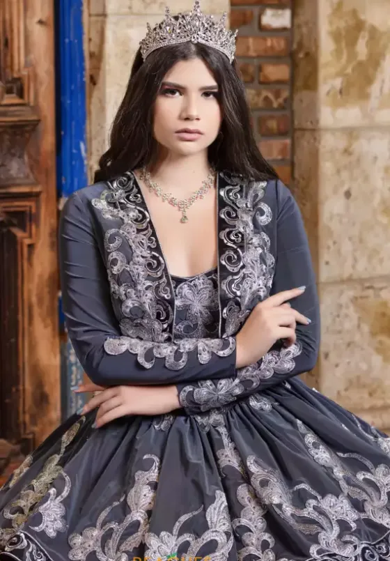 Plus Sized Quince Dresses|Sweet Sixteen^LizLuo Quinceanera 80030 Slate Silver