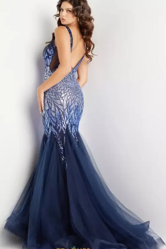Long Dresses|Plus Sized Dresses^Jovani Long Mermaid Sequins Dress 38373 Navy/Peri