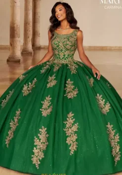 Quince Dresses With Sleeves|Plus Sized Quince Dresses^Mary's Mary's MQ1093 Emerald/Gold