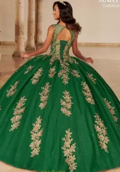 Quince Dresses With Sleeves|Plus Sized Quince Dresses^Mary's Mary's MQ1093 Emerald/Gold