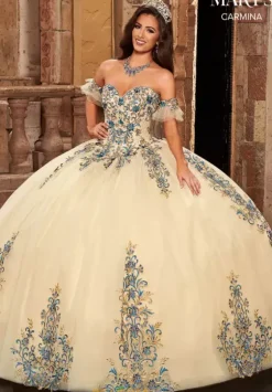 Quince Dresses With Sleeves|Plus Sized Quince Dresses^Mary's Mary's MQ1087 Champagne/Royal