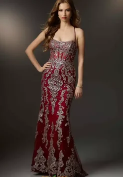 Fitted|Long Dresses^Morilee 48018 Sangria/Gold