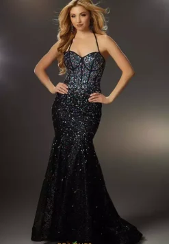 Fitted|Long Dresses^Morilee 48071 Black/Multi