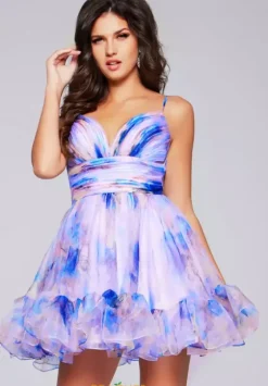Bat Mitzvah|8Th Grade Dance^Jovani Novelty Short Dress 42200 Blue/Print
