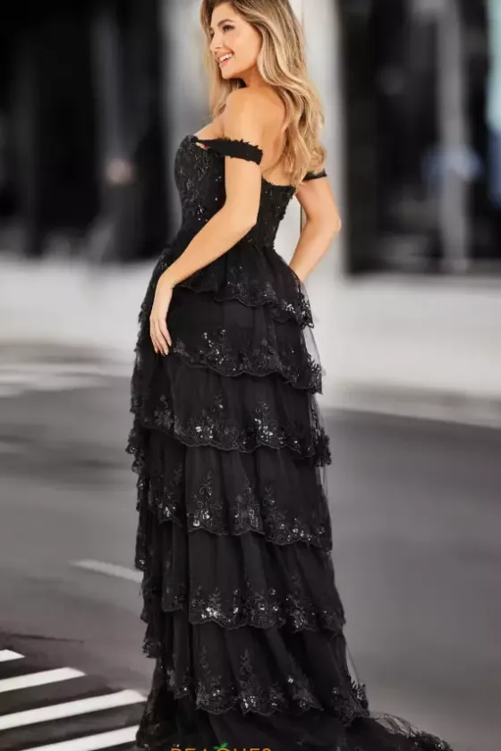 A Line|Plus Size^Jovani Off The Shoulder A Line Dress 36687