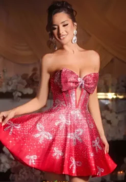 Sweet Sixteen|Short Homecoming Dresses^Portia and Scarlett PS25785 Red/Silver