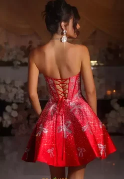 Sweet Sixteen|Short Homecoming Dresses^Portia and Scarlett PS25785 Red/Silver