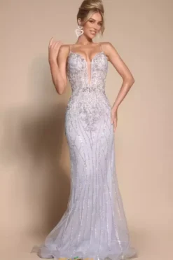 Long Dresses|Plus Sized Dresses^Portia and Scarlett PS26033 Silver