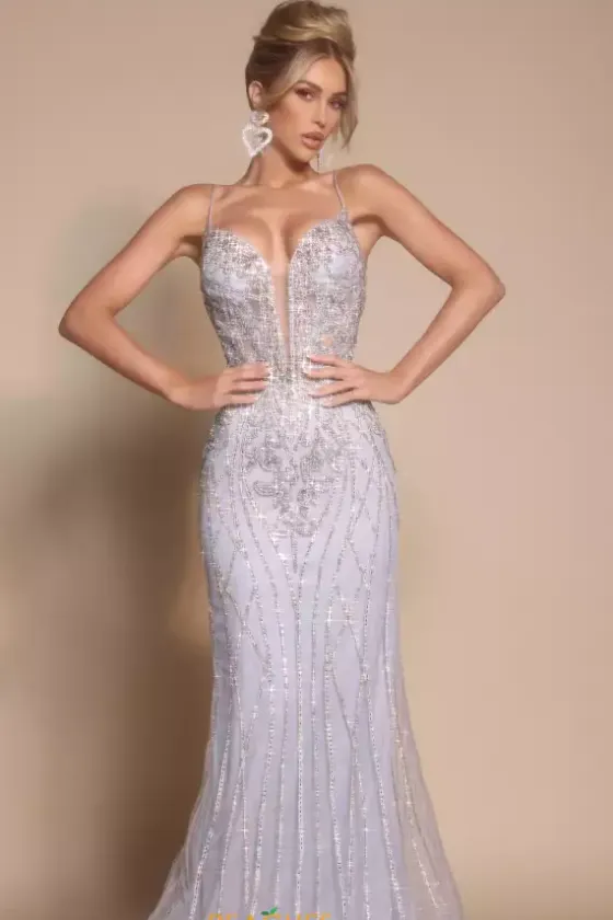 Long Dresses|Plus Sized Dresses^Portia and Scarlett PS26033 Silver