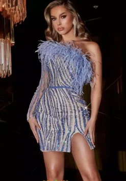 Short Homecoming Dresses|Long Sleeve Hc Dresses^Portia and Scarlett PS23901 Periwinkle