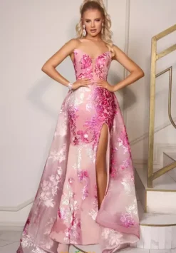 Long Dresses|Plus Sized Dresses^Portia and Scarlett PS26035 Pink Multi