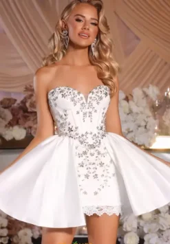 Bat Mitzvah|Short Homecoming Dresses^Portia and Scarlett PS25561 White