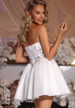 Bat Mitzvah|Short Homecoming Dresses^Portia and Scarlett PS25561 White