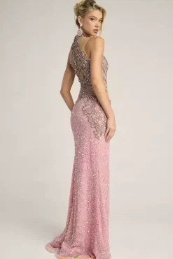 Long Dresses|Plus Sized Dresses^Portia and Scarlett PS26436C Pink/Silver