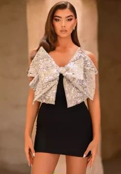 Short Homecoming Dresses|Quince Guest Dresses^Portia and Scarlett PS25668E Black/Silver