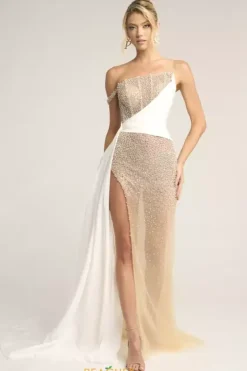 Long Dresses|Pageant^Portia and Scarlett PS26318E Ivory/Silver