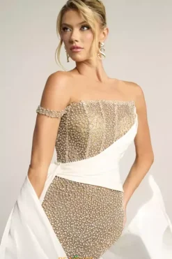 Long Dresses|Pageant^Portia and Scarlett PS26318E Ivory/Silver