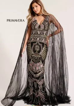 Fitted|Plus Size^Primavera 12177 Black Multi