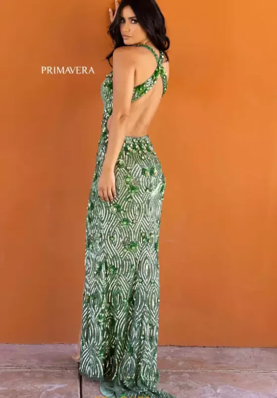 Fitted|Long Dresses^Primavera 3918 Sage Green