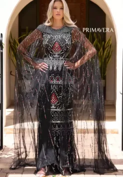 Quince Guest Dresses|Military Ball^Primavera 12172 Black Multi