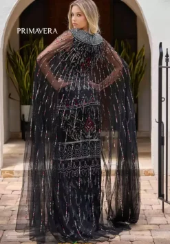 Quince Guest Dresses|Military Ball^Primavera 12172 Black Multi