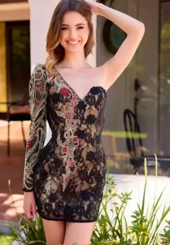 Short Homecoming Dresses|Long Sleeve Hc Dresses^Primavera 4451