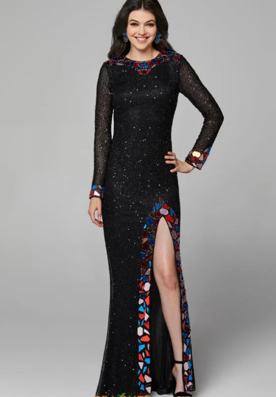 Long Sleeve Prom Dresses|Sexy^Primavera 3614 Black Multi