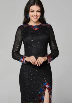 Long Sleeve Prom Dresses|Sexy^Primavera 3614 Black Multi