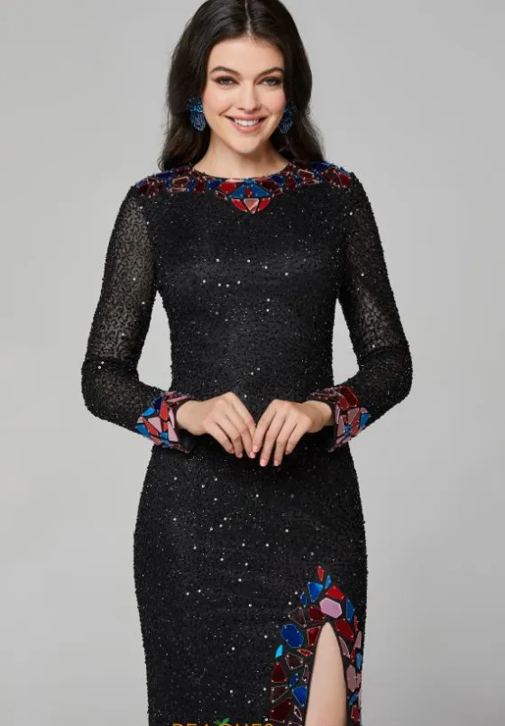 Long Sleeve Prom Dresses|Sexy^Primavera 3614 Black Multi
