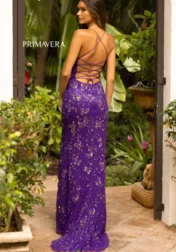Fitted|Long Dresses^Primavera 3946 Purple