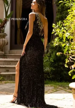 Fitted|Long Dresses^Primavera 3906 Black