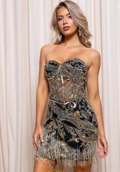 Short Homecoming Dresses|Winter Formal^Rachel Allan 40510 Black Gold