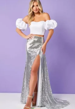 Sexy|Fitted^Rachel Allan 70298 White/Silver