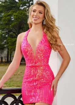 Short Homecoming Dresses|Short Dresses^Rachel Allan 40237 Hot Pink